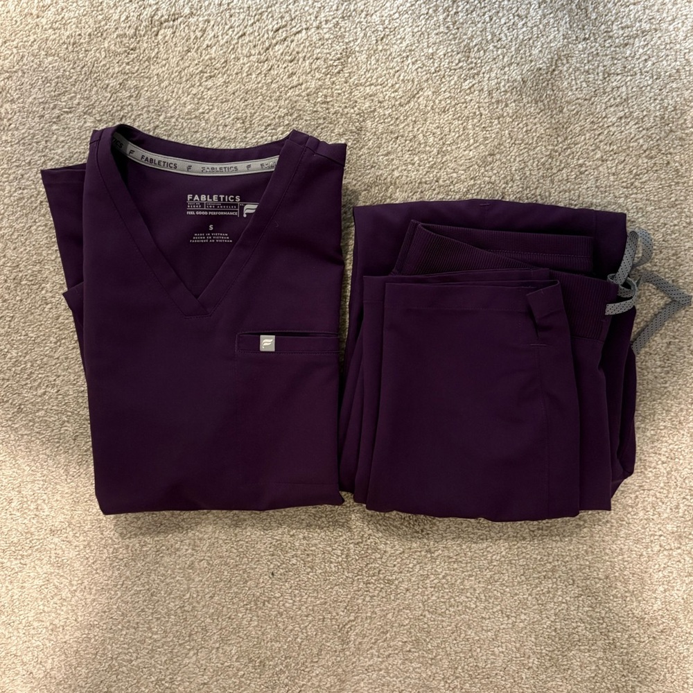 Fabletics Women's Scrub Set in Deep Plum Purple